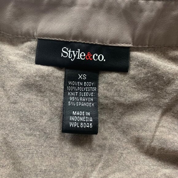 Style&Co Womens Pleated Open-Front Blouse Tan Beige Gray XS - Picture 3 of 5